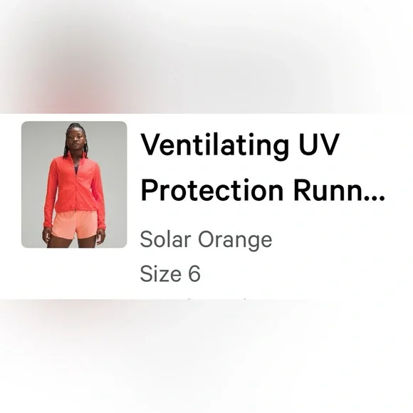 LULULEMON Ventilating UV
Protection Running jacket 
Solar Orange - Picture 3 of 7
